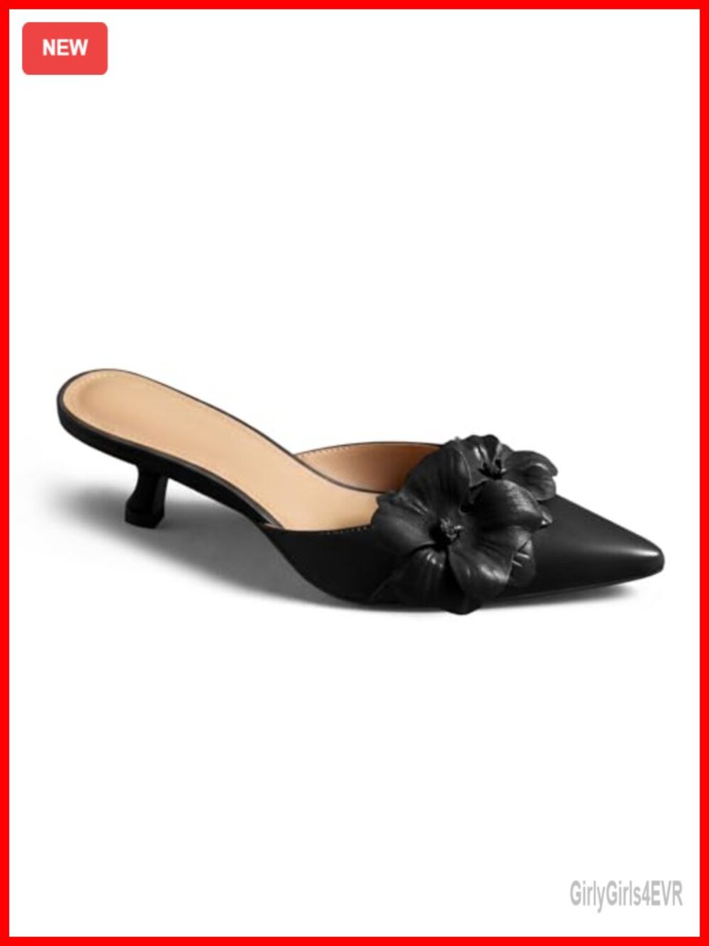 Kitten Heel Mules Closed Pointed Toe Slip On Floral Dressy Pump Heels Faux